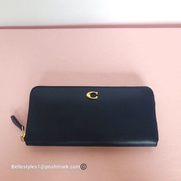 COACH Slim Accordion Smooth Leather Wallet with Back Slip Pocket- Dark Navy⭐ - Picture 5 of 16
